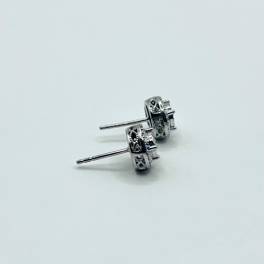 Round Natural Diamond Stud Earrings - Picture 7 of 7